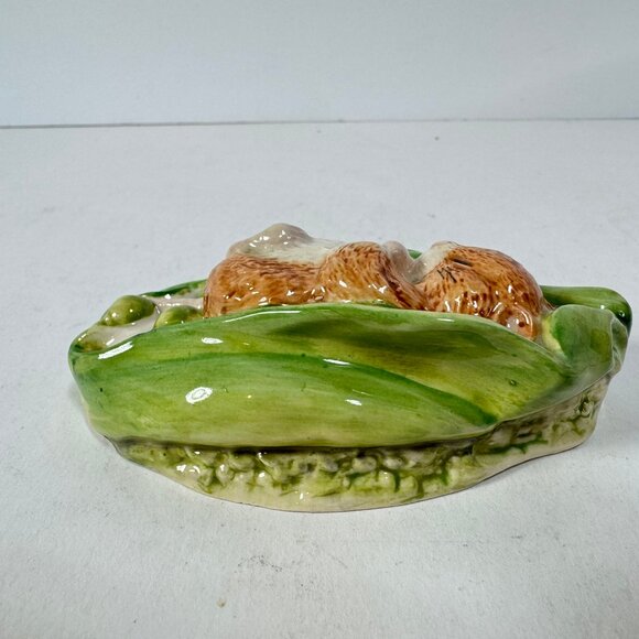 Vtg Beatrix Pottery Timmy Willie Sleeping Pea Pod Porcelain Figurine 1989 - Picture 4 of 7